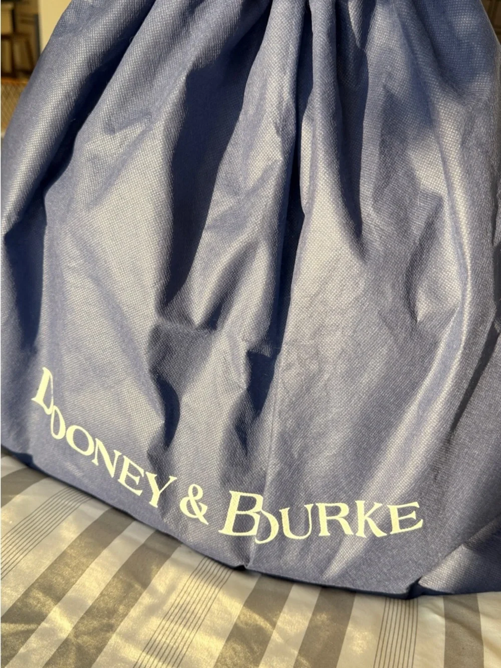 Dooney & Bourke Blue Tote with Brown Braided Handles and Gold Rings - Picture 11 of 11